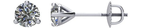 Platinum Natural Diamond Round 3-Prong Cocktail-Style Stud Earrings – 3-6.3mm Stones