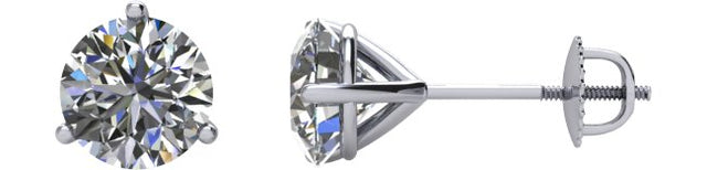 14K Gold Natural Diamond Round 3-Prong Cocktail-Style Stud Earrings - White Gold