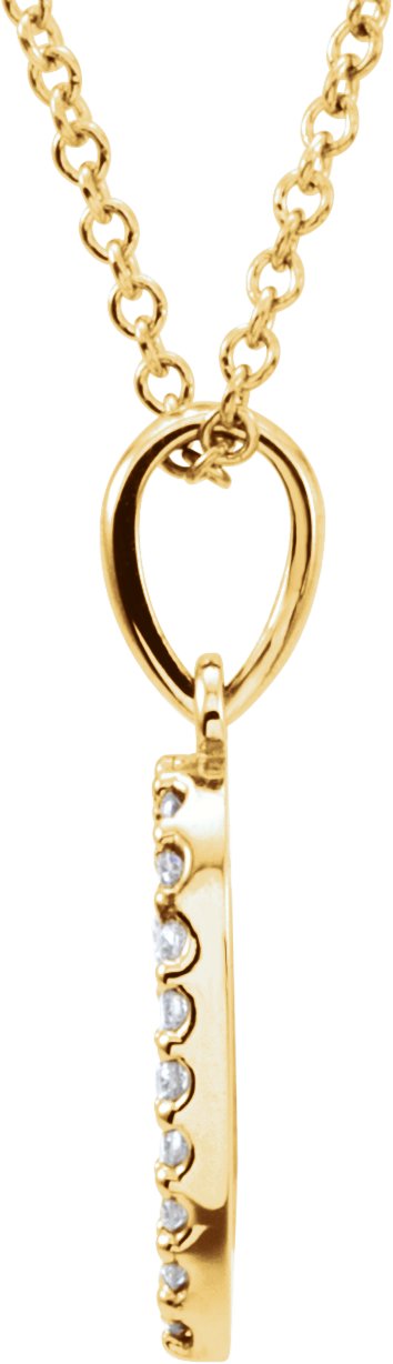 14K Gold Round Natural Diamond Heart Necklace or Pendant - Yellow Gold