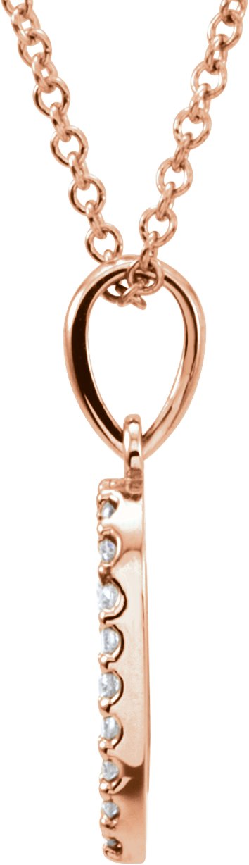 14K Gold Round Natural Diamond Heart Necklace or Pendant - Rose Gold - view 2