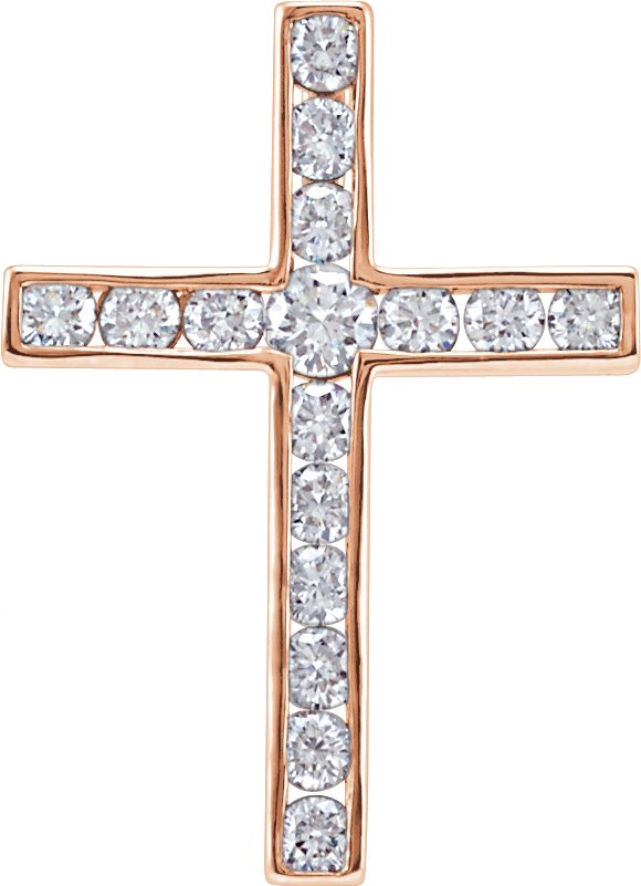 14K Gold Cross Pendant – 17.5x12.6mm - Rose Gold