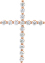 14K Gold Round Lab-Grown Diamond Cross Necklace or Pendant - Rose Gold