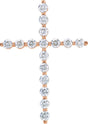 14K Gold Round Natural Diamond Cross Necklace or Pendant – up to 1 1/4 CTW - Rose Gold