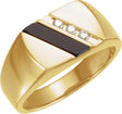14K Gold Natural Black Onyx Accented Signet Ring - Yellow Gold