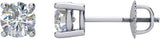 14K Gold Natural Diamond Round 4-Prong Stud Earrings – 3.9-5.75mm Stones - White Gold