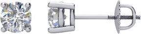 14K Gold Natural Diamond Round 4-Prong Stud Earrings – 3.9-5.75mm Stones - White Gold