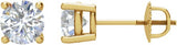 14K Gold Natural Diamond Round 4-Prong Stud Earrings – 3.9-5.75mm Stones - Yellow Gold