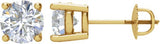 14K Gold Natural Diamond Round 4-Prong Stud Earrings – 3.9-5.75mm Stones - Yellow Gold