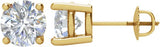 14K Gold Natural Diamond Round 4-Prong Stud Earrings – 3.9-5.75mm Stones - Yellow Gold