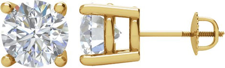 14K Gold Natural Diamond Round 4-Prong Stud Earrings – 2.8-6.3mm Stones - Yellow Gold