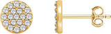 14K Gold Round Natural Diamond Cluster Earrings II - Yellow Gold