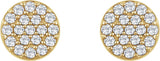 14K Gold Round Natural Diamond Cluster Earrings II - Yellow Gold - view 2