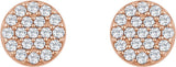 14K Gold Round Natural Diamond Cluster Earrings II - Rose Gold - view 2