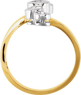 14K Gold Round Natural Diamond Bezel-Set Right Hand Ring - Two-Tone - view 2