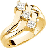 14K Gold Square Natural Diamond Accented Right Hand Ring – 3.25x3.25mm