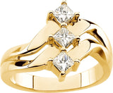 14K Gold Square Natural Diamond Accented Right Hand Ring – 3.25x3.25mm - view 2