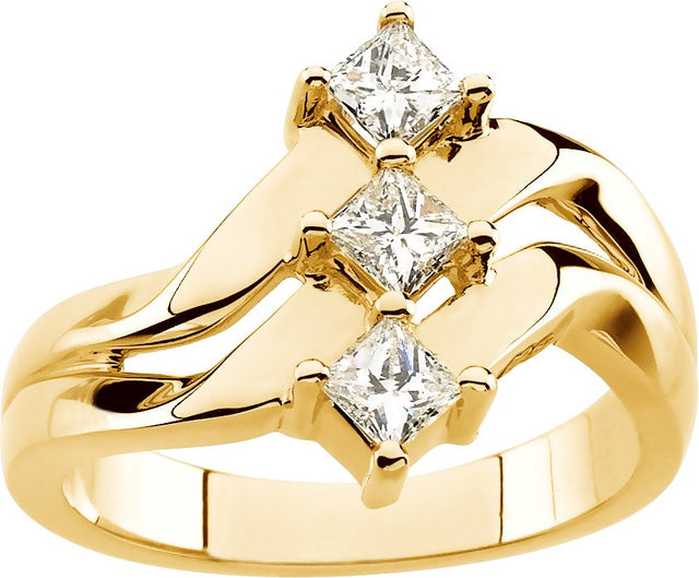 14K Gold Square Natural Diamond Accented Right Hand Ring – 3.25x3.25mm - view 2