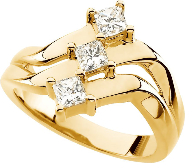 14K Gold Square Natural Diamond Accented Right Hand Ring – 3.25x3.25mm - view 3