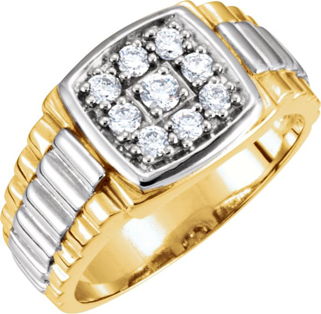 14K Gold Round Natural Diamond Cluster Ring – 2.8mm Stones - view 3