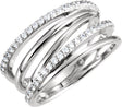 14K Gold Round Natural Diamond Accented Criss-Cross Ring VIII