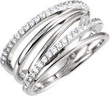 14K Gold Round Natural Diamond Accented Criss-Cross Ring VIII