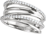 Platinum Round Natural Diamond Accented Criss-Cross Ring II - view 2