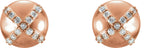 14K Gold Round Natural Diamond Accented Stud Earrings - Rose Gold - view 2