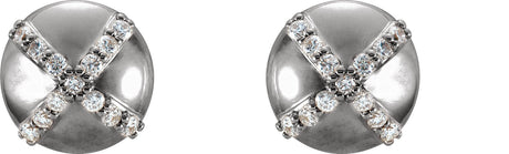 Platinum Round Natural Diamond Accented Stud Earrings - view 2