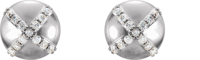 14K Gold Round Natural Diamond Accented Stud Earrings - White Gold - view 2