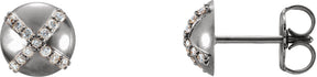 Platinum Round Natural Diamond Accented Stud Earrings