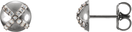 Platinum Round Natural Diamond Accented Stud Earrings