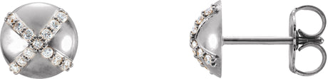 14K Gold Round Natural Diamond Accented Stud Earrings - White Gold