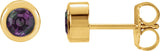 14K Gold Lab-Grown Alexandrite Round Bezel-Set Birthstone Stud Earrings - Yellow Gold