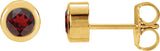 14K Gold Natural Mozambique Garnet Round Bezel-Set Birthstone Stud Earrings - Yellow Gold