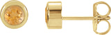 14K Gold Natural Citrine Round Bezel-Set Birthstone Stud Earrings - Yellow Gold