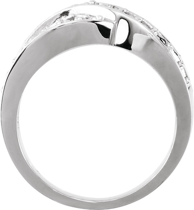 14K Gold Round Natural Diamond Criss-Cross Ring VI - view 2