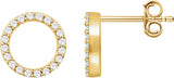 14K Gold Round Natural Diamond Circle Earrings - Yellow Gold