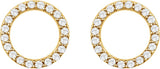 14K Gold Round Natural Diamond Circle Earrings - Yellow Gold - view 2