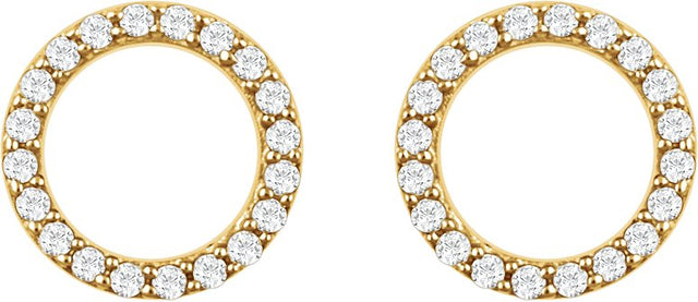 14K Gold Round Natural Diamond Circle Earrings - Yellow Gold - view 2
