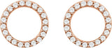 14K Gold Round Natural Diamond Circle Earrings - Rose Gold - view 2