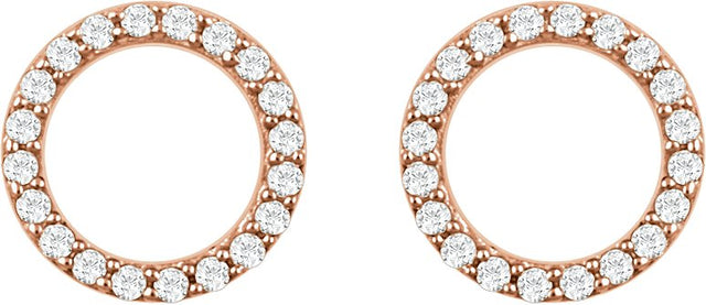 14K Gold Round Natural Diamond Circle Earrings - Rose Gold - view 2