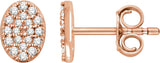14K Gold Round Natural Diamond Cluster Earrings III - Rose Gold