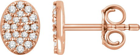 14K Gold Round Natural Diamond Cluster Earrings III - Rose Gold