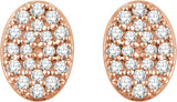 14K Gold Round Natural Diamond Cluster Earrings III - Rose Gold - view 2