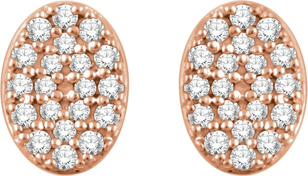 14K Gold Round Natural Diamond Cluster Earrings III - Rose Gold - view 2
