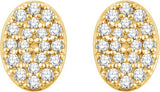 14K Gold Round Natural Diamond Cluster Earrings III - Yellow Gold - view 2