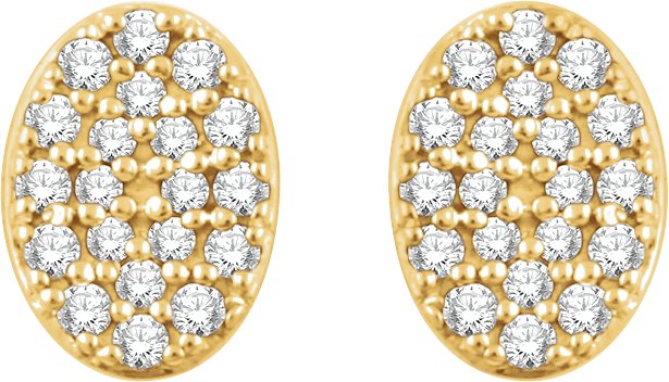 14K Gold Round Natural Diamond Cluster Earrings III - Yellow Gold - view 2