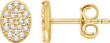 14K Gold Round Natural Diamond Cluster Earrings III - Yellow Gold