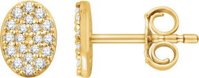 14K Gold Round Natural Diamond Cluster Earrings III - Yellow Gold