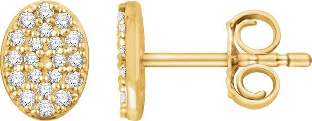 14K Gold Round Natural Diamond Cluster Earrings III - Yellow Gold